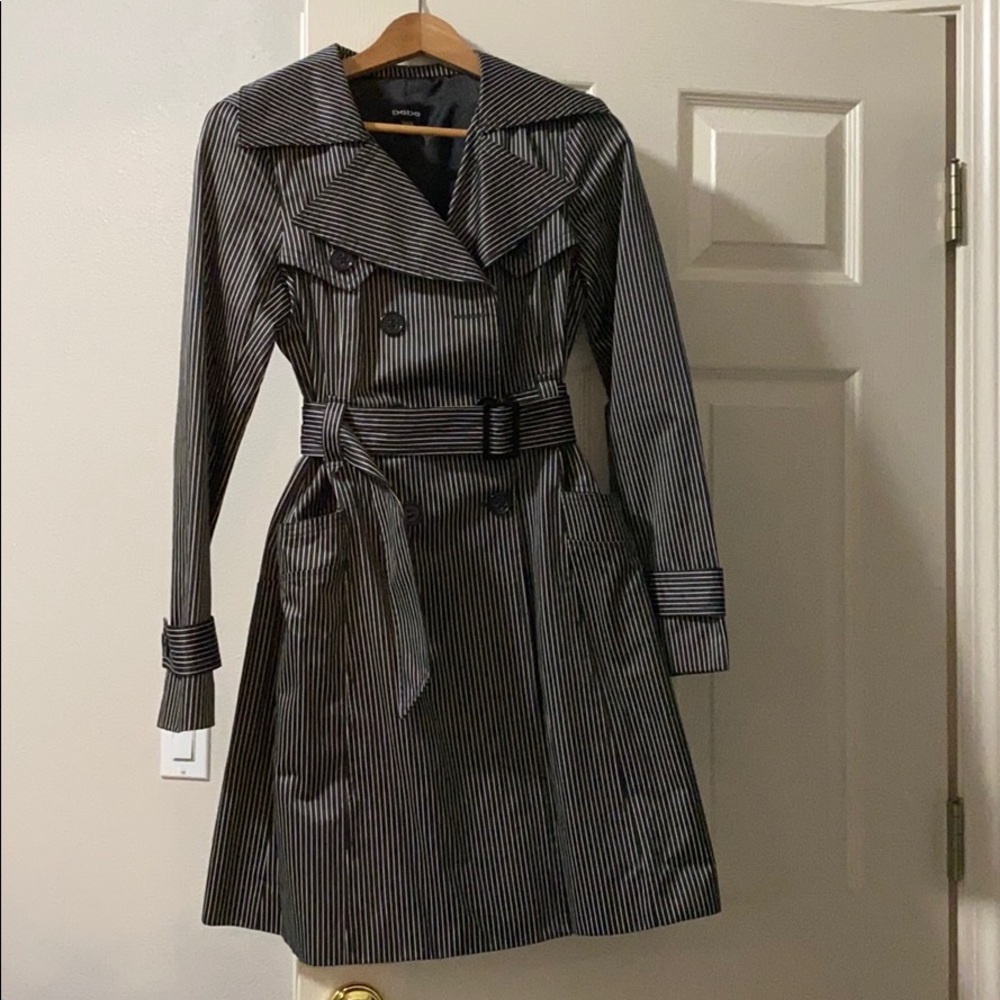 Bebe pinstripes trench coat